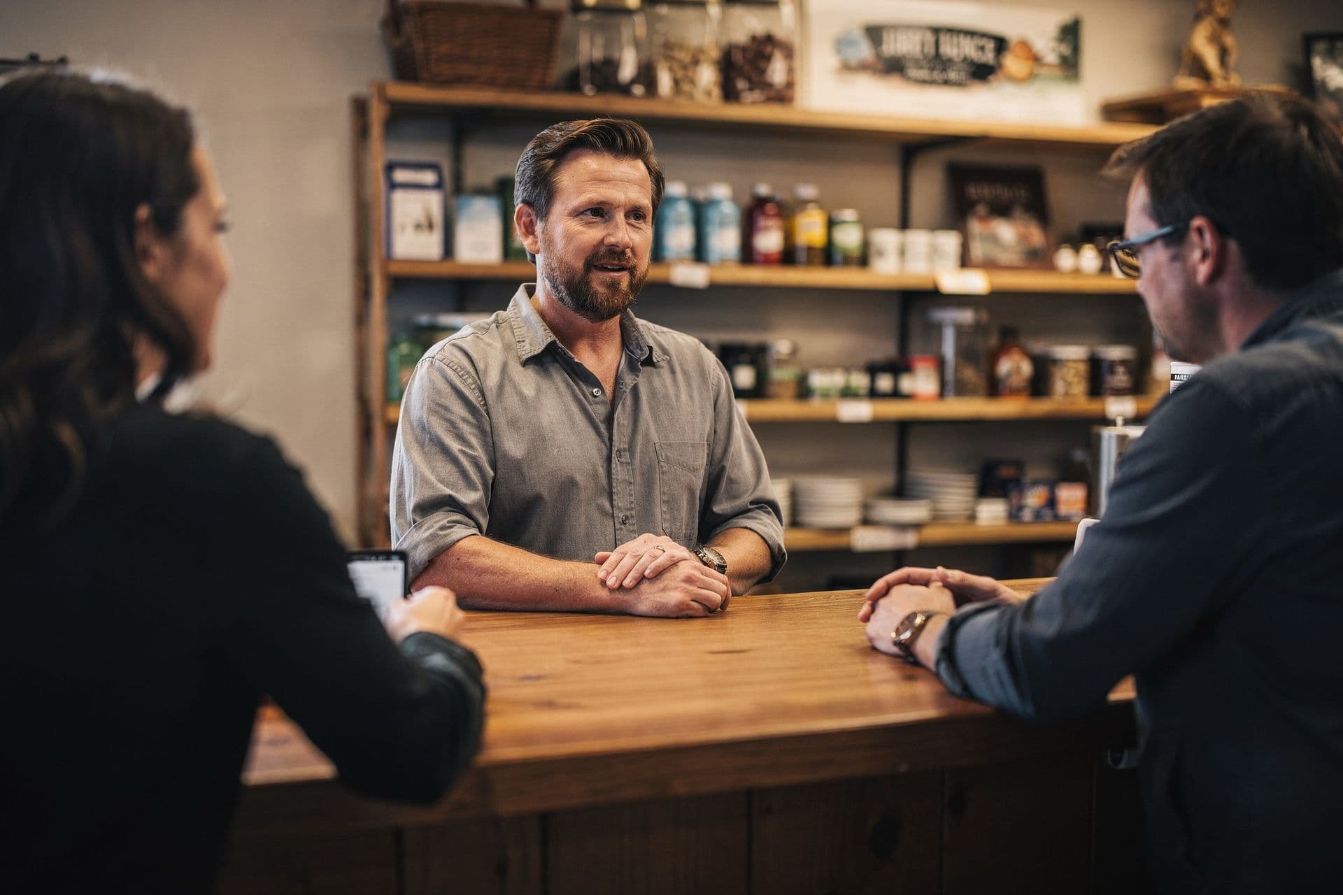 Idaho small business owner engaging with customers