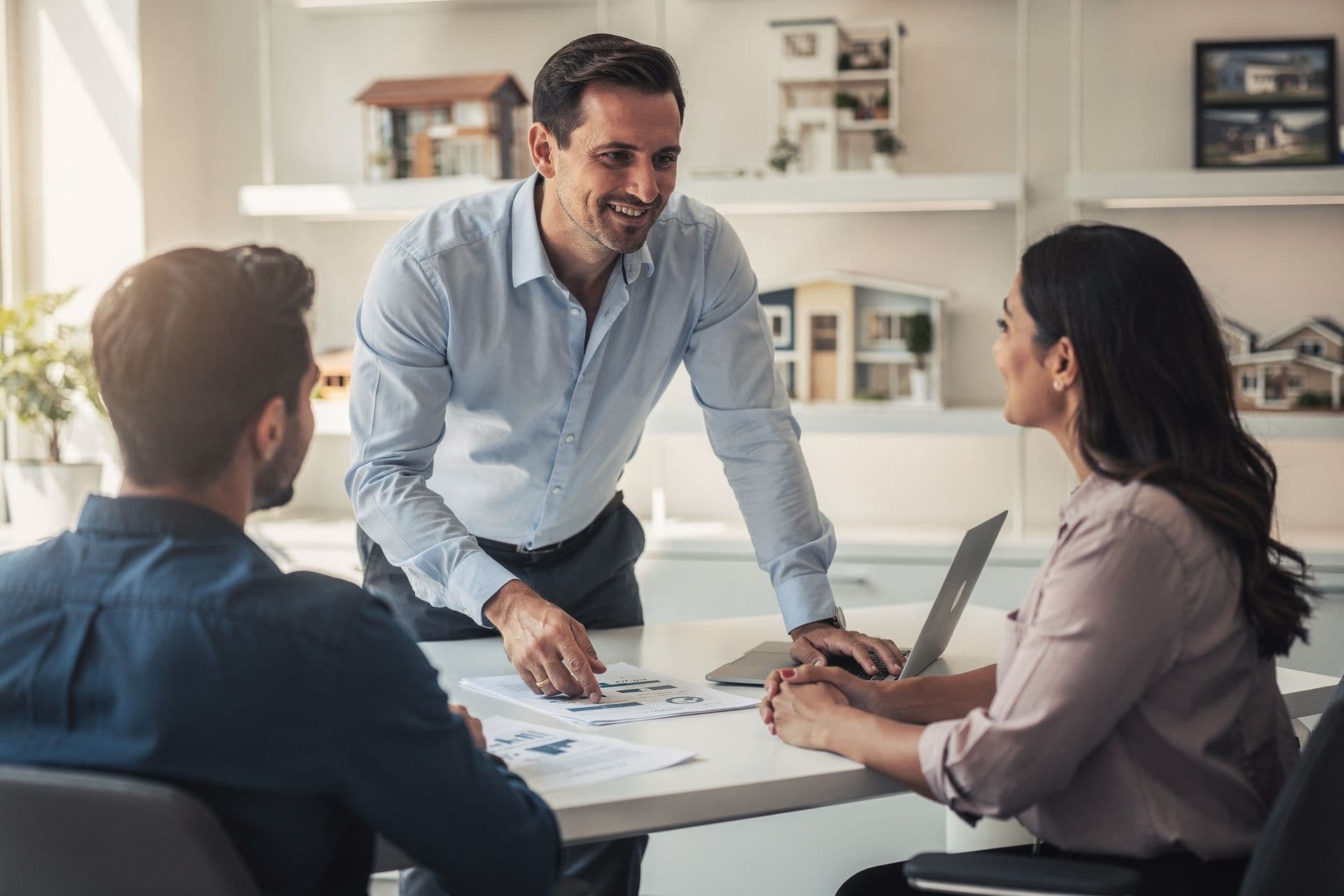real-estate small business owner man engaging with customers