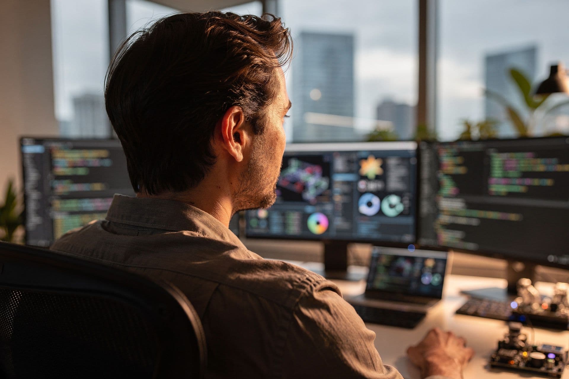 technology small business owner in work environment