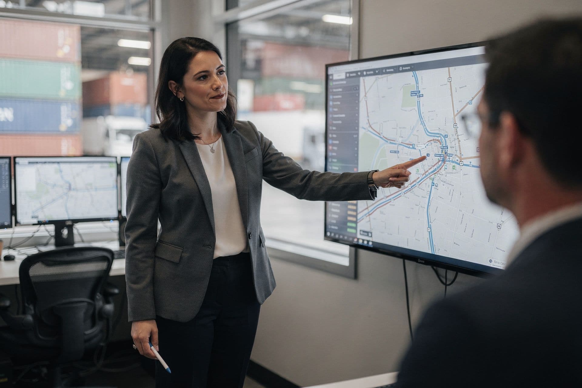 Brianna Yates, Fleet Operations Director of Empire State Freight Solutions a trucking business in New York standing with subtle confidence