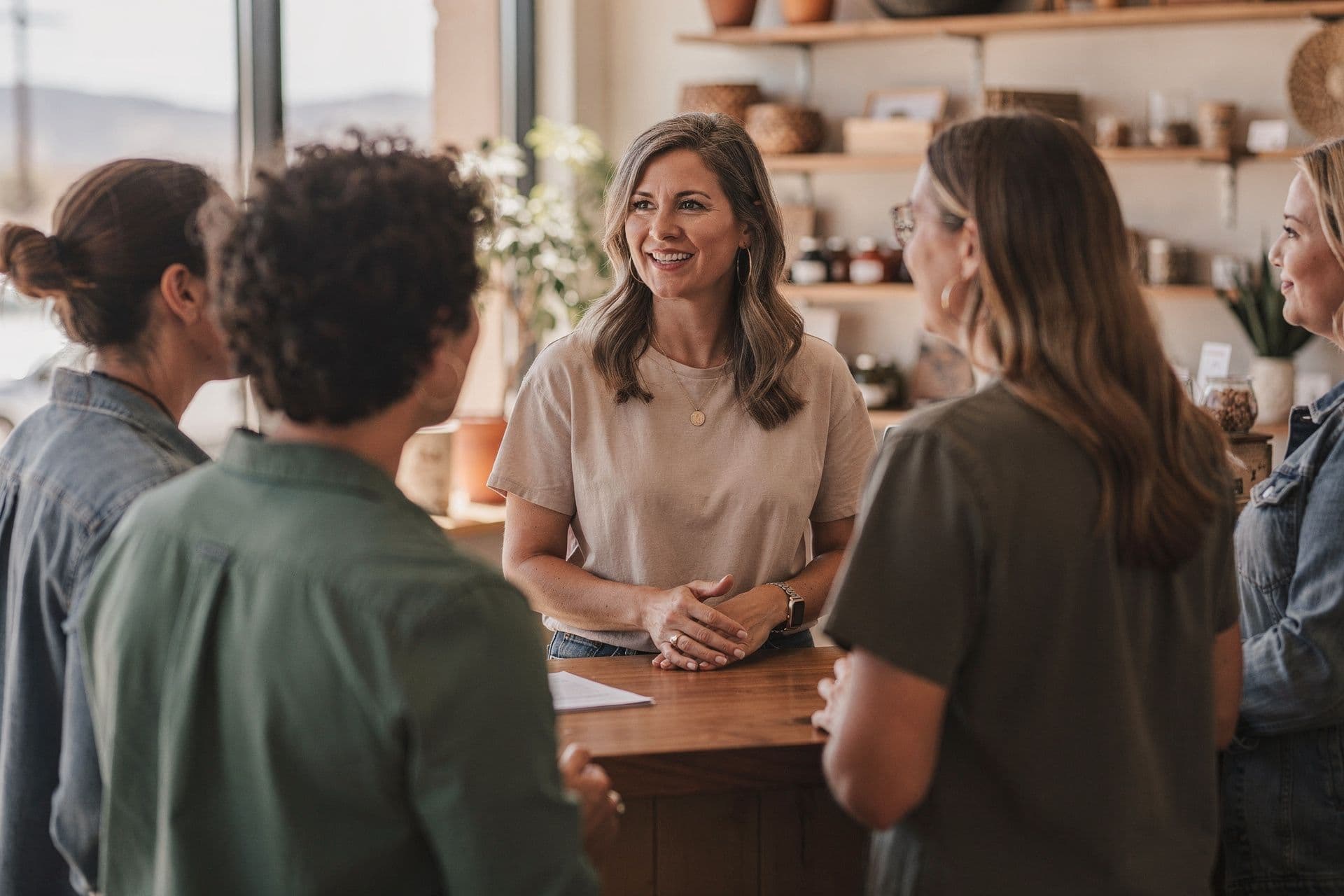 Nevada small business owner woman engaging with customers