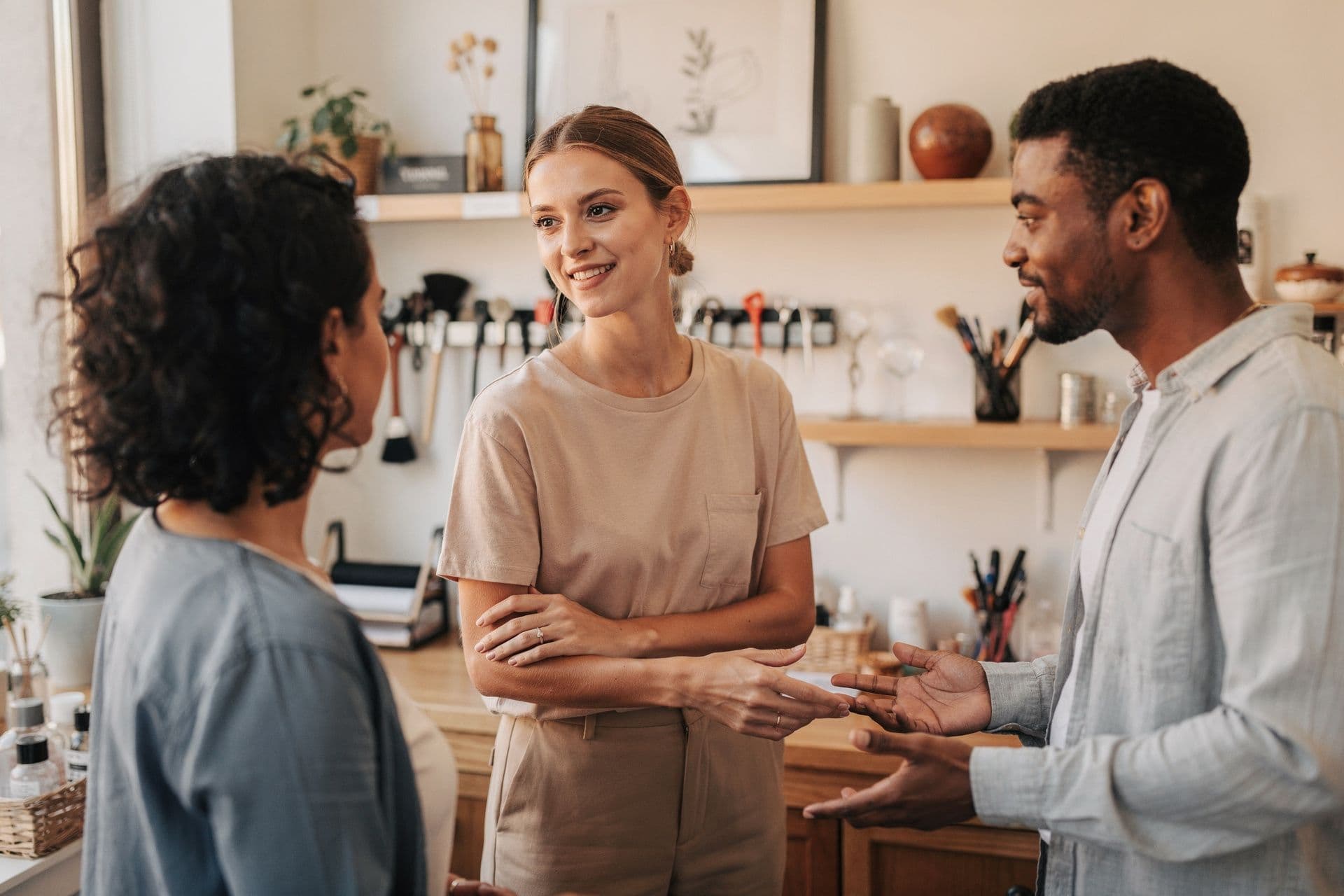 personal-services small business owner man engaging with customers