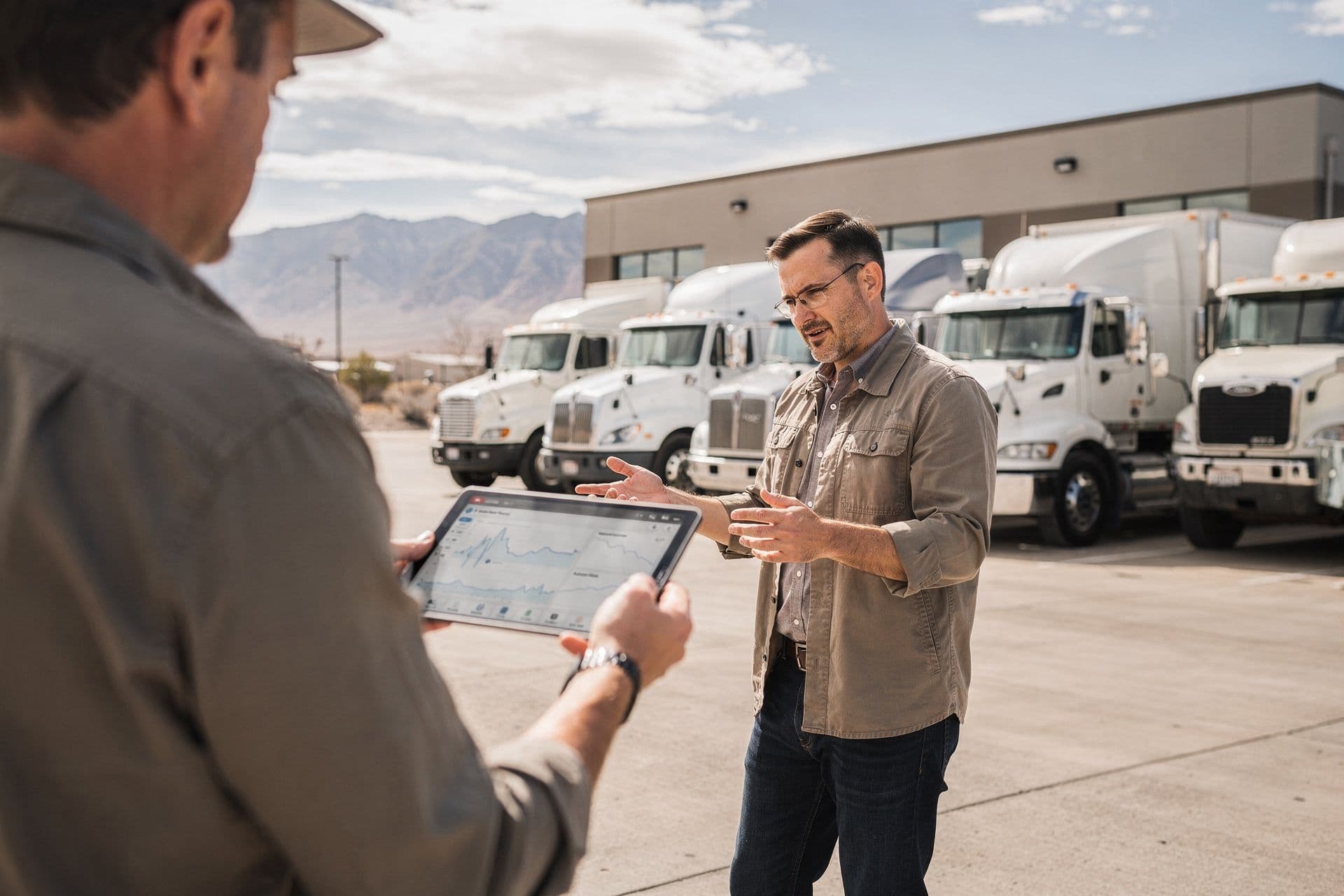 Quinn Quinton, Fleet Operations Director of Sierra Haul Transportation LLC a trucking business in Nevada standing with a relaxed, confident posture