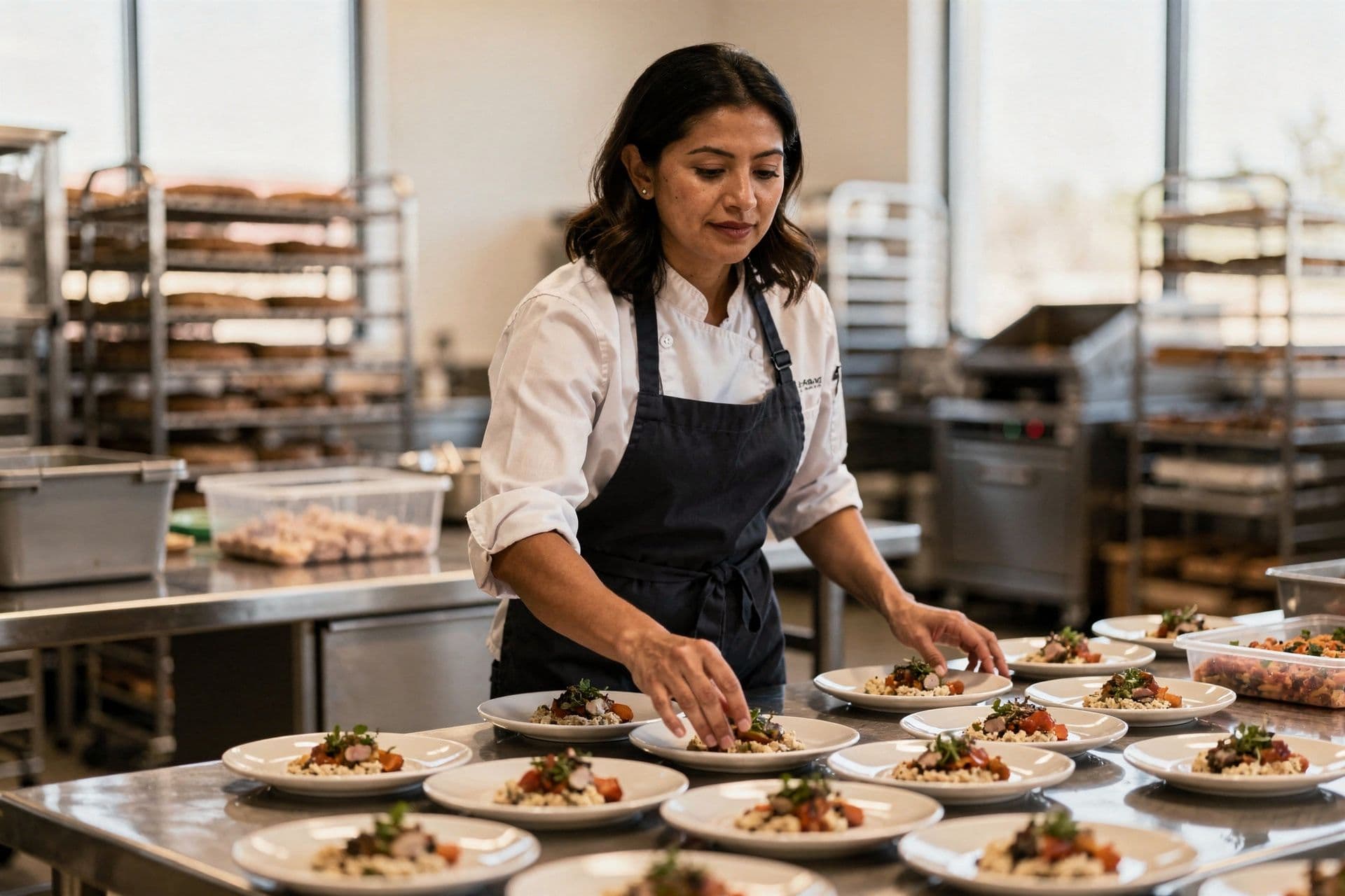 Rachel Mendez, Founder and Executive Chef of Quincy's Market Hall a food-services business in Nevada standing with subtle confidence