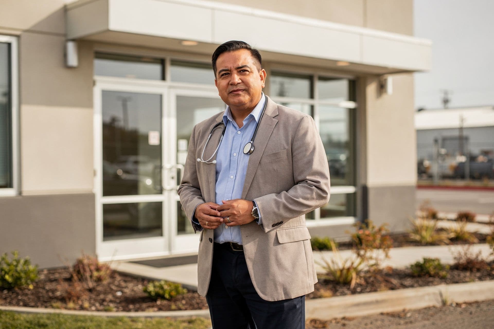 Thomas Vasquez, Chief Medical Officer and Founder of Wellness Diagnostics Centers a healthcare business in Northern California standing with subtle confidence