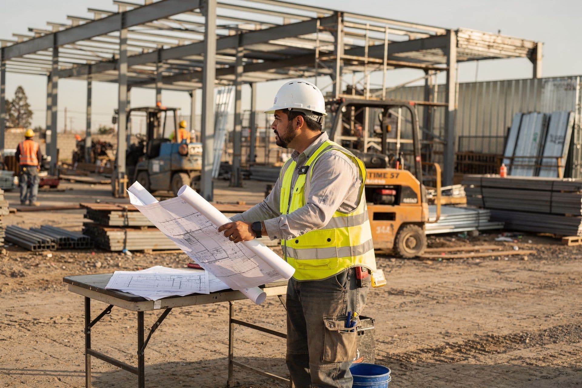 Tomás Nevárez, President & General Contractor of Torres Nevárez Construction Company a construction business in Central California standing confidently
